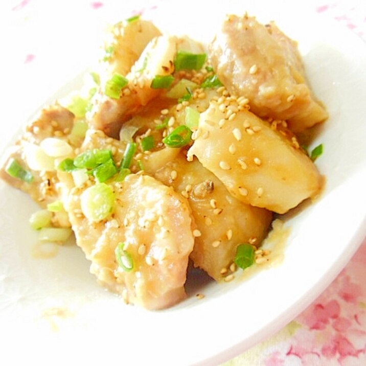 ❤里芋と豚バラ肉の甘辛炒め❤